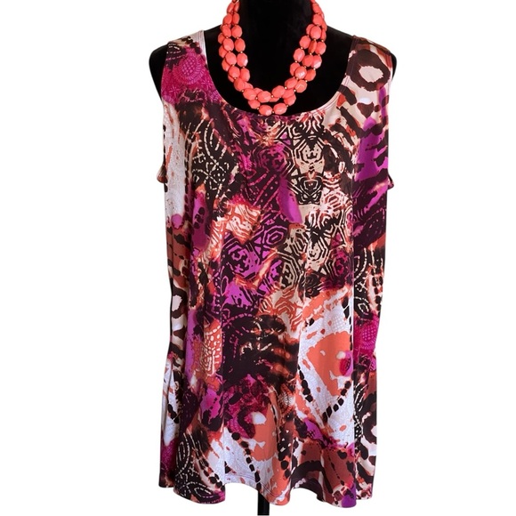 🔥SALE🔥SUSAN GRAVER LIQUID KNIT PRINT TANK SZ 1X - Picture 1 of 6